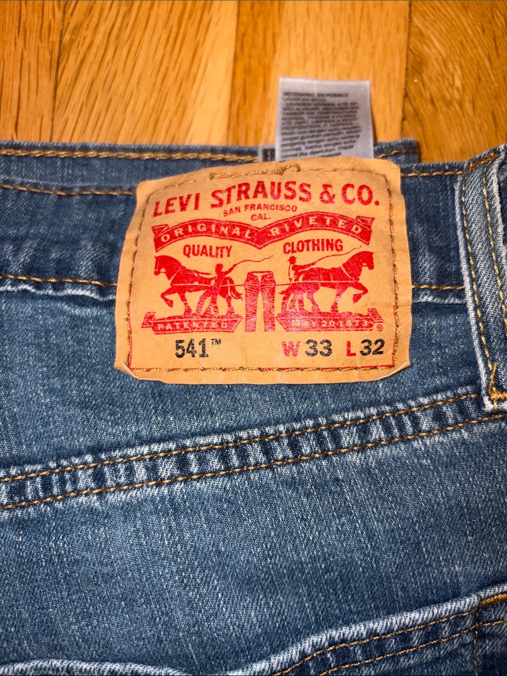 Levi's Men's Blue Denim Jeans with Tan Leather Patch